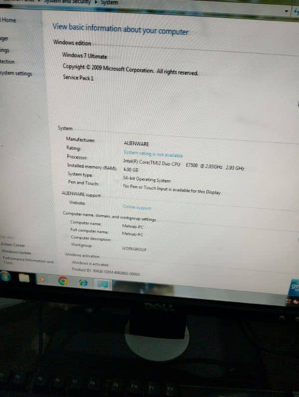 Dell vostro cpu model 230 4gb ram 500 gb hard with 17 inch computr LCD 3