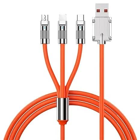 3 in 1 Orange Cable Fast Charging Cable Silicone 120W 6A Cable Fast Ch 10