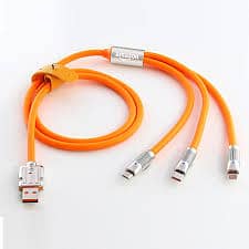 3 in 1 Orange Cable Fast Charging Cable Silicone 120W 6A Cable Fast Ch 13