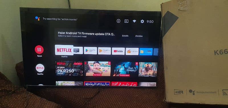 haier 50 inch android led with original voice remote box 1