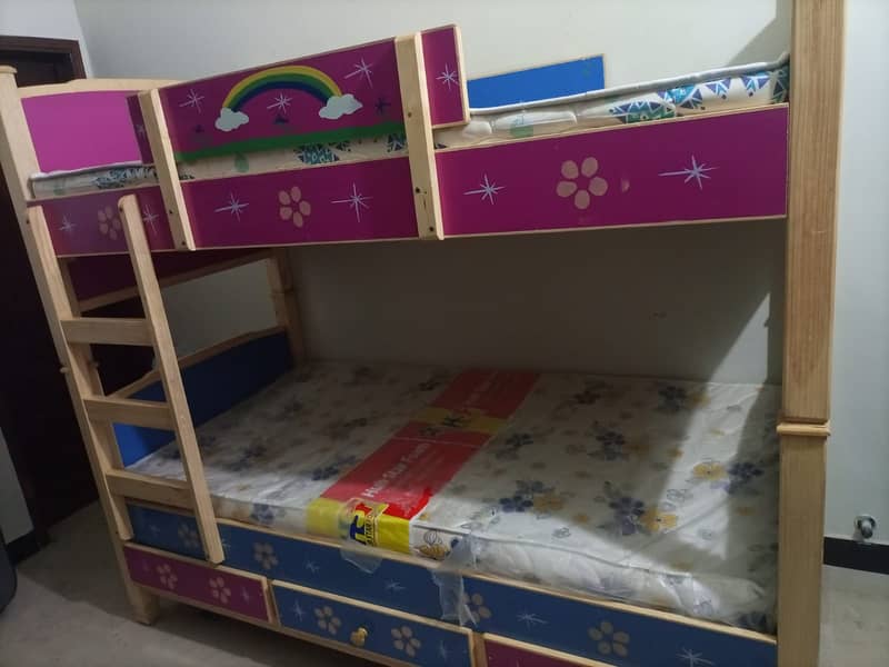 Wooden Double Bunk Bed with Stairs for Kids/ Baby 3