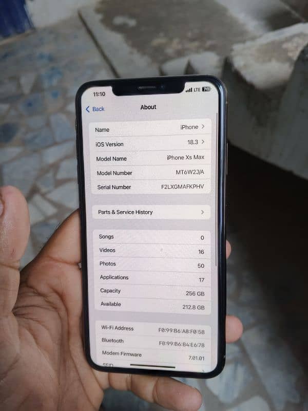 I Phone XS Max PTA Approved 256 GB 5