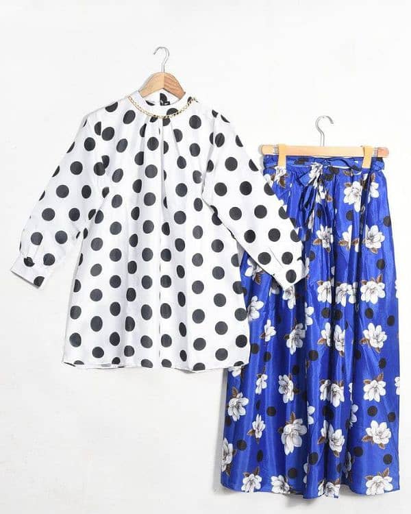 2 Pcs Women Stitched Grip Printed Shirt And Skirt 0