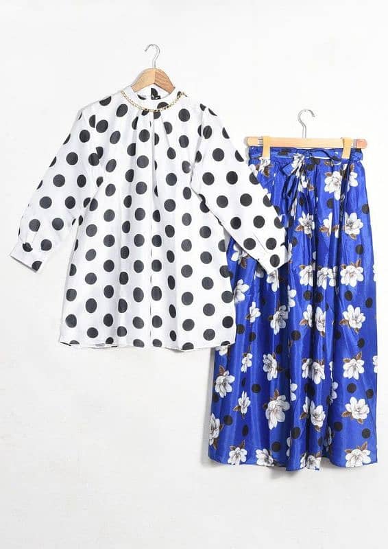 2 Pcs Women Stitched Grip Printed Shirt And Skirt 2