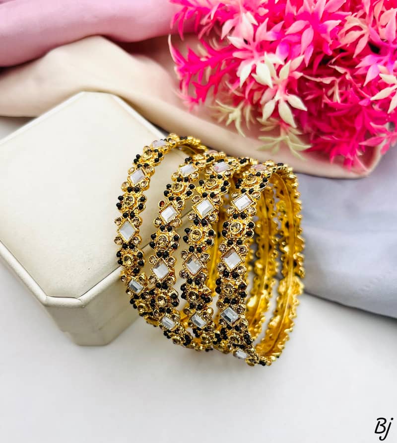  New Arrival – Fancy Flower Design Manjoos Bangles (Set of 4)  8