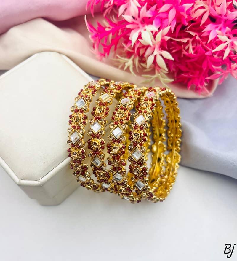  New Arrival – Fancy Flower Design Manjoos Bangles (Set of 4)  10