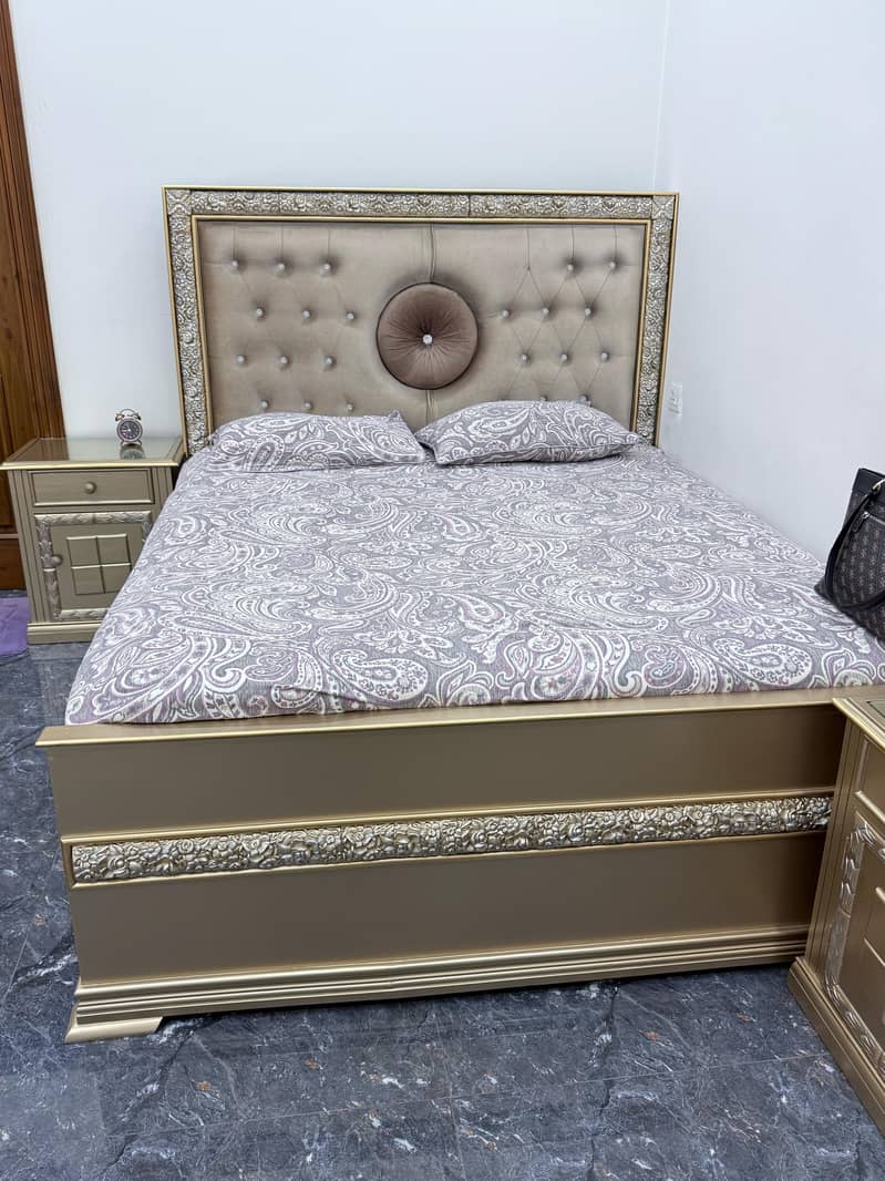 Bed/Bed Set/Wooden Bed/Poshish Bed/King Size Bed/Bed with side tables 2