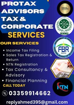 Tax Filer - FBR, Tax Consultant - Income Tax Return - Sales Tax - NTN