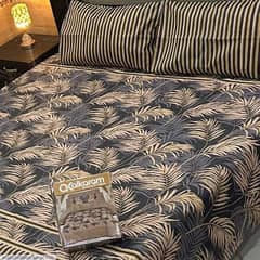 3 pcs Cotton mix printed double bed sheet