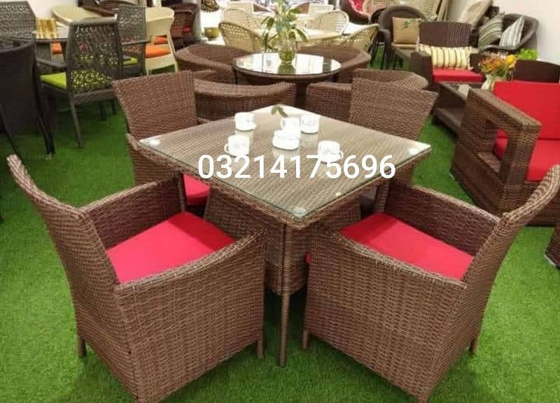 OUTDOOR GARDEN RATTAN UPVC FURNITURE SOFA SET CHAIRS TABLE UMBRELLA 15