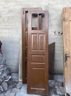 one double door pure wood and 2 palyi wood door