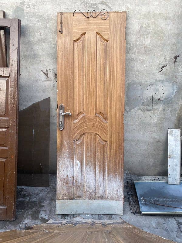 one double door pure wood and 2 palyi wood door 2