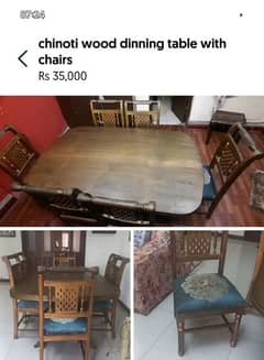 wooden dining table and chairs