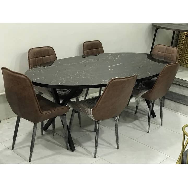 6 seater dining table,metal steel chair/luxury dining set 17