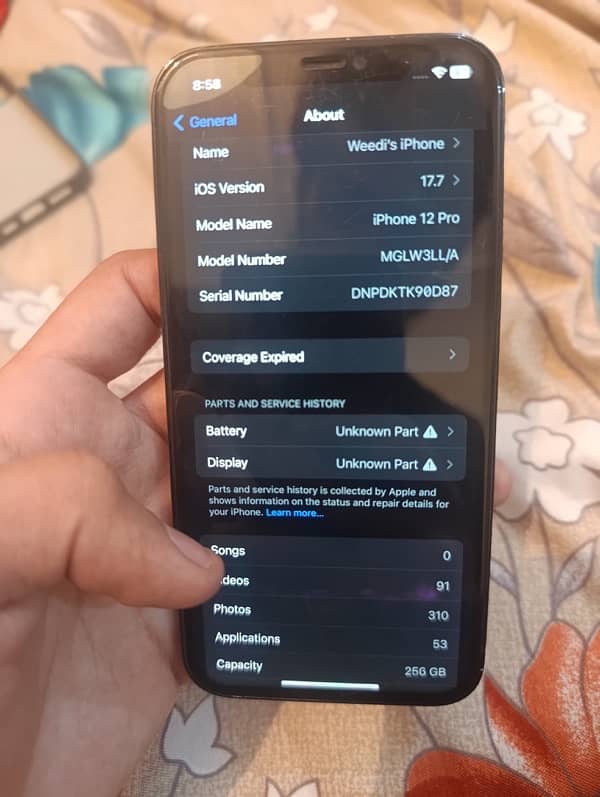 Iphone 12 pro bypass screen change battery change but original 256gb 3