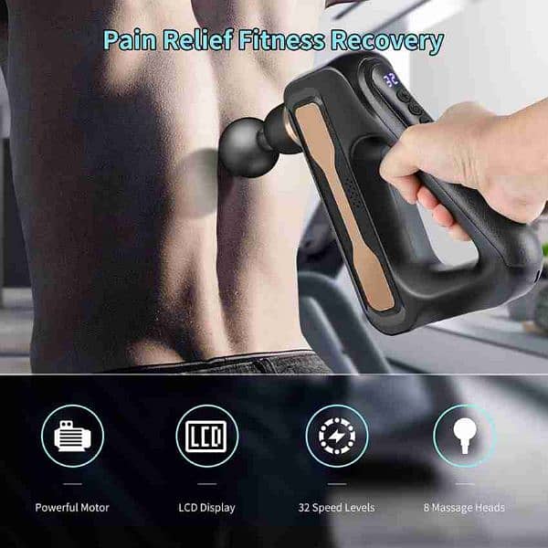 Wireless Fascial Gun Vibrating Full Body Massager Gun × 8 Heads 3