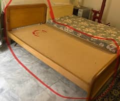 Single wooden bed with bedside table(no mattress)