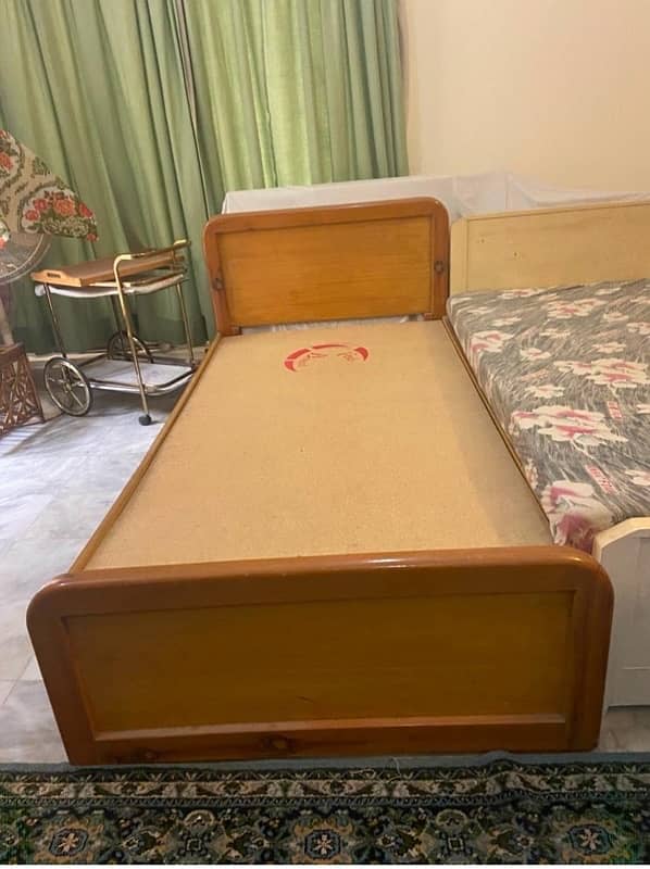 Single wooden bed with bedside table(no mattress) 1