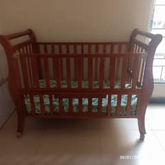 wooden Baby cot with baby mattress