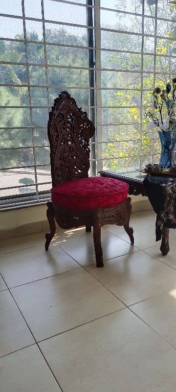 100% PURE SHISHAM WOOD CHAIRS WITH RED CUSHION 2