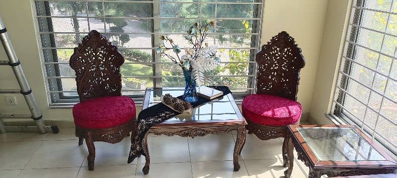 100% PURE SHISHAM WOOD CHAIRS WITH RED CUSHION 3