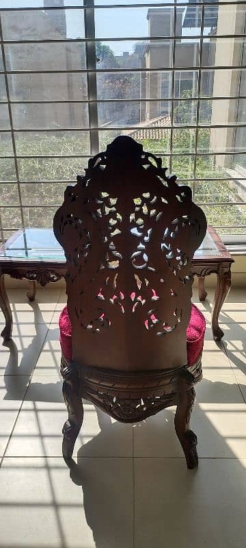 100% PURE SHISHAM WOOD CHAIRS WITH RED CUSHION 4