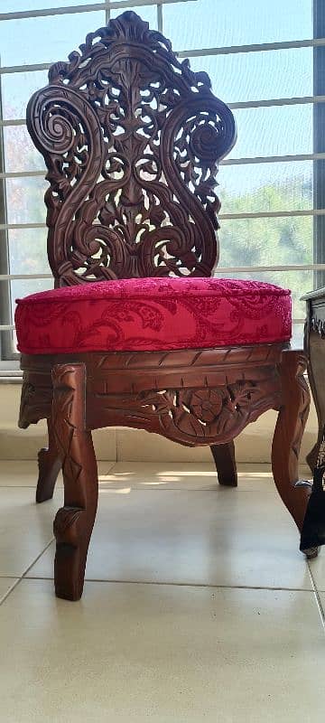 100% PURE SHISHAM WOOD CHAIRS WITH RED CUSHION 5