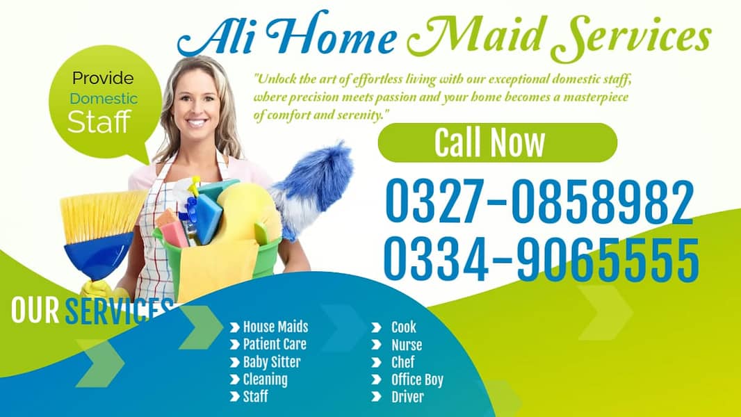 House maid, Maids, Baby Sitter, Chef, Cook, Patient Care, Couple, 0