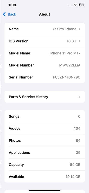 IPhone 11 Pro Max non pta 64 gb JV lush condition ha 79 battery health 7