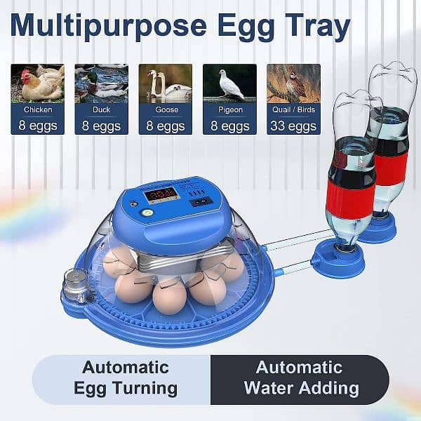 Intelligent 52/26/8 eggs automatic and dual power incubators 10