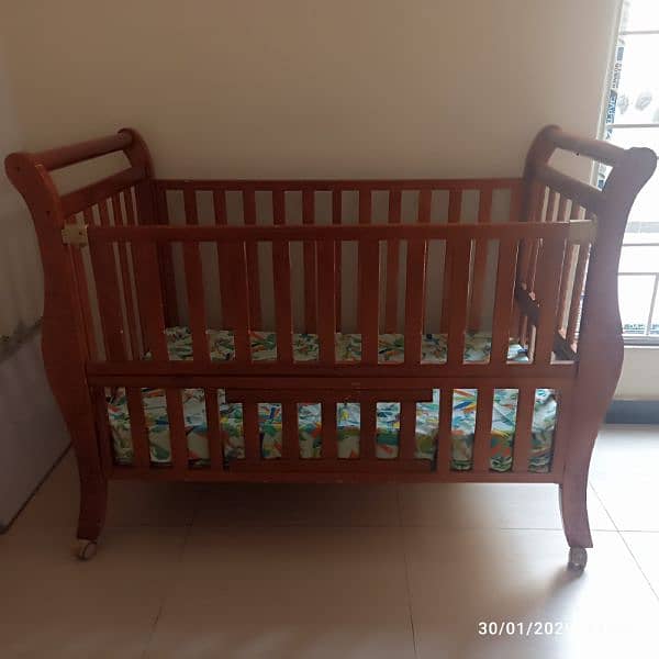 Zubaida's wooden baby cot with mattress 2