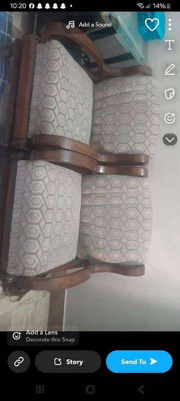 5 seater wooden sofa set used urgent sale 4