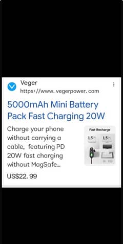 veger 5000 MAH power Bank for IPhones