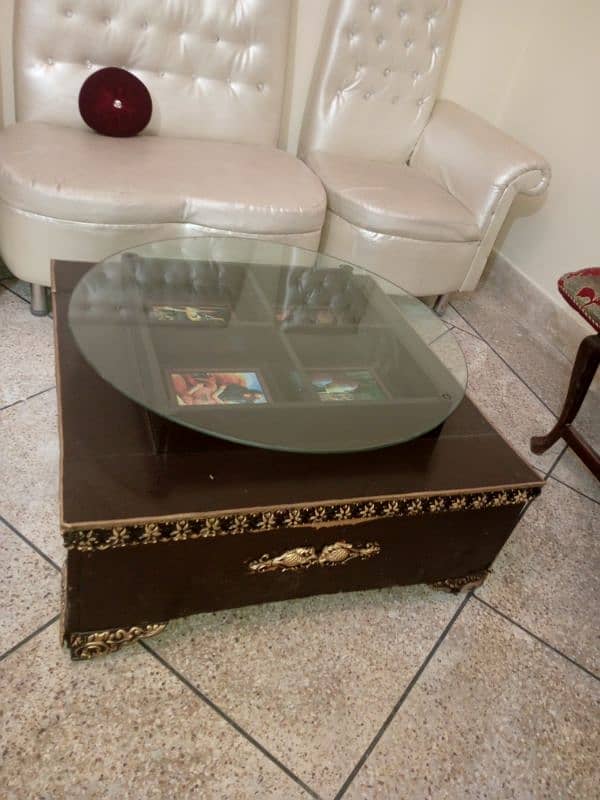 Square Shape Centre Table with 5mm Round Glass 0