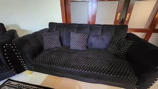 5 seater black and gold sofa set