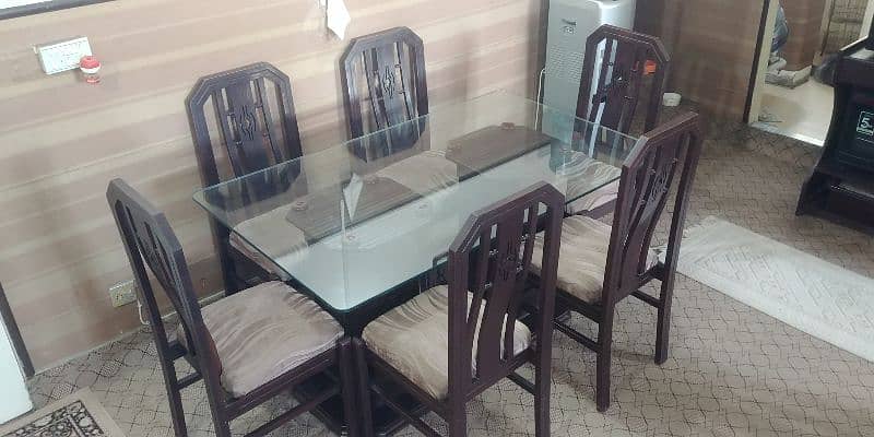 Wooden dining table with 6 chairs for sale 1