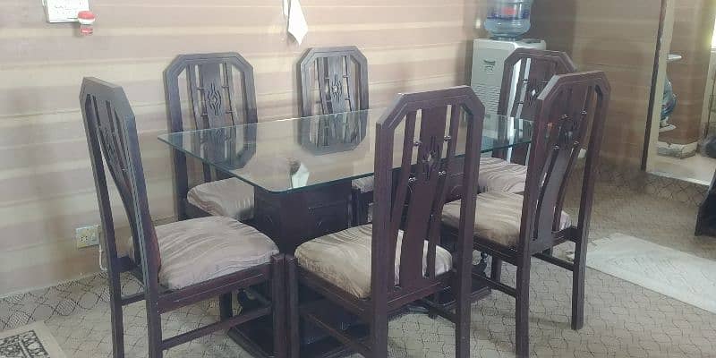 Wooden dining table with 6 chairs for sale 2