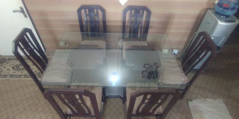 Wooden dining table with 6 chairs for sale 9