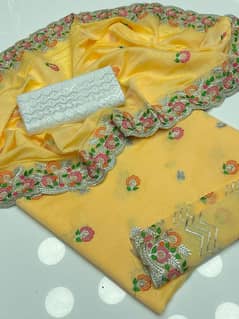 paper cotton embroidered 3pcs suit