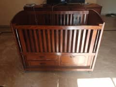 pure wood baby cot with drawers