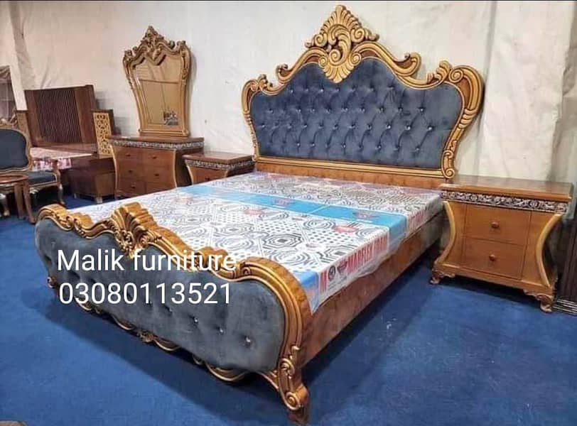 Bed Set/Poshish Bed /Double Bed/king Size Bed/Bed Dressing Side Table 7