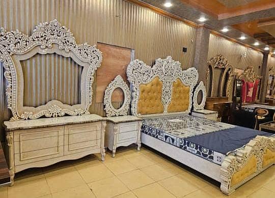 Bed Set/Poshish Bed /Double Bed/king Size Bed/Bed Dressing Side Table 9