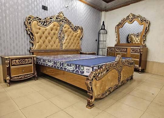 Bed Set/Poshish Bed /Double Bed/king Size Bed/Bed Dressing Side Table 10