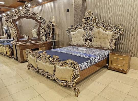 Bed Set/Poshish Bed /Double Bed/king Size Bed/Bed Dressing Side Table 11