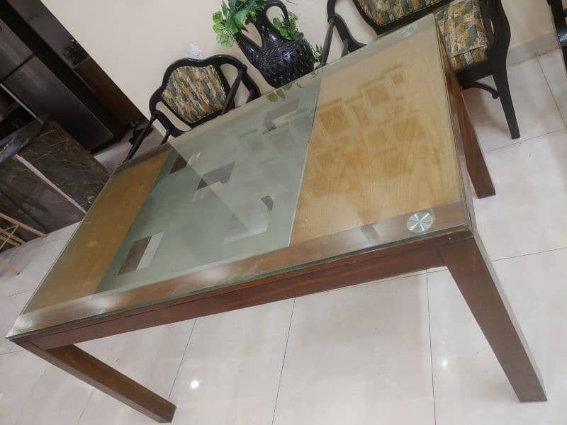 Sheesham Dining Table Glass Top No Chairs 0