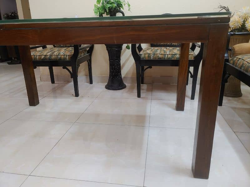 Sheesham Dining Table Glass Top No Chairs 1