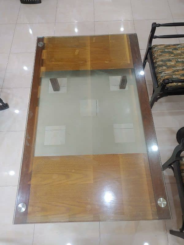 Sheesham Dining Table Glass Top No Chairs 2