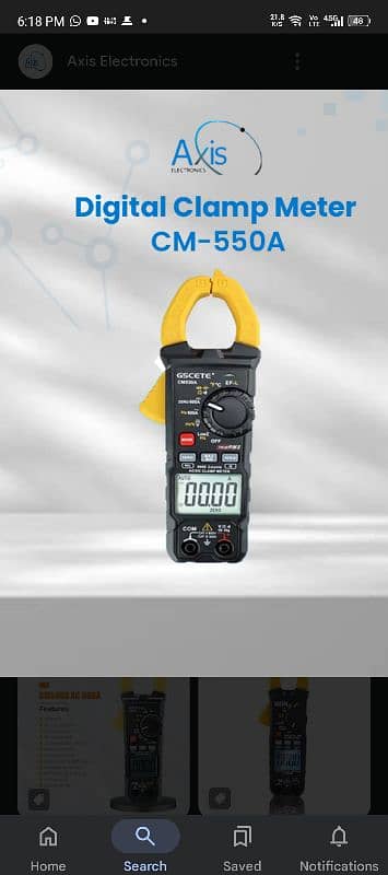 Clamp meter High DC Voltages 1700v/dc. GSCETE CM550A 3