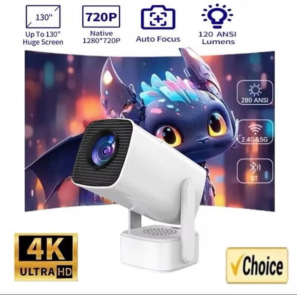 P30 Pro-White Smart Android 4K Portable Projector 0