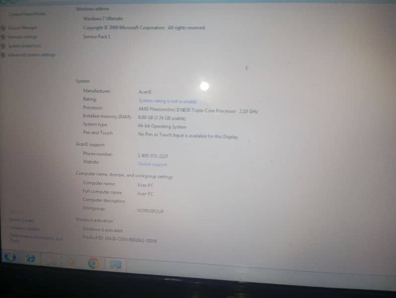 Acer 8 GB ram 2.0 processer 0